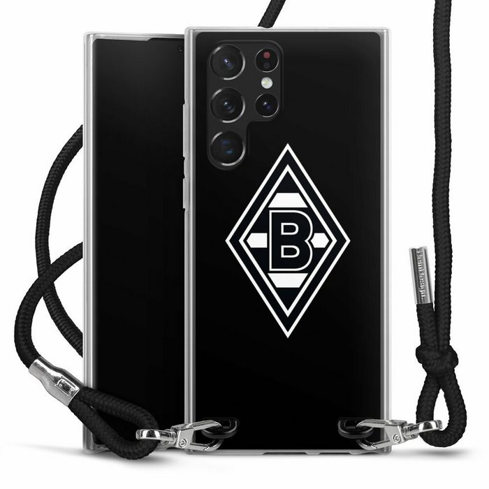 DeinDesign Handyhülle Wappen Borussia Mönchengladbach Gladbach Borussia Raute Schwarz Samsung Galaxy S22 Ultra Handykette Hülle mit Band Case zum Umhängen