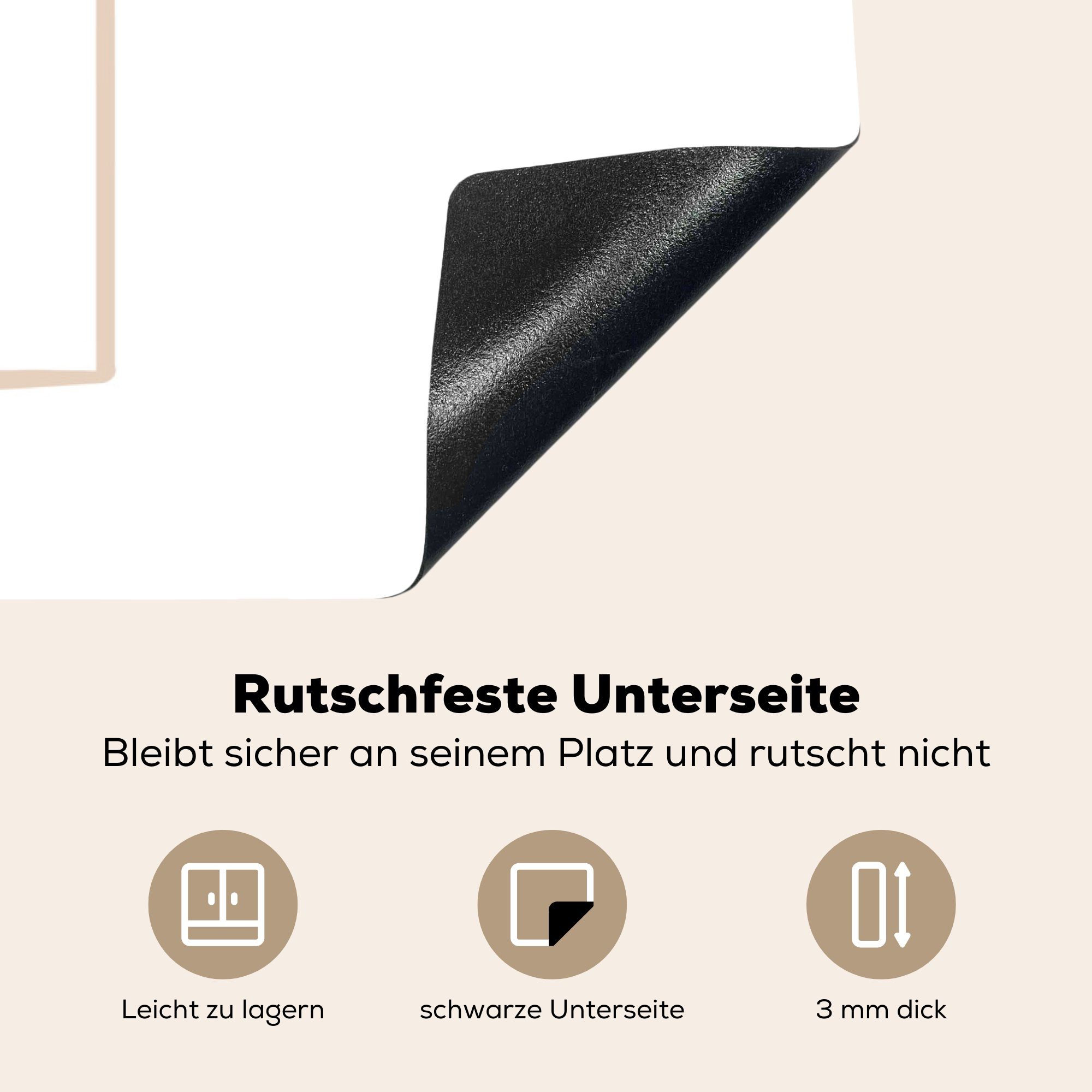 MuchoWow Herdblende-/Abdeckplatte Schutz Vinyl, - (1 Blatt küche, Natürlich die tlg), 81x52 Induktionskochfeld Weiß, cm, - - Ceranfeldabdeckung Rahmen für