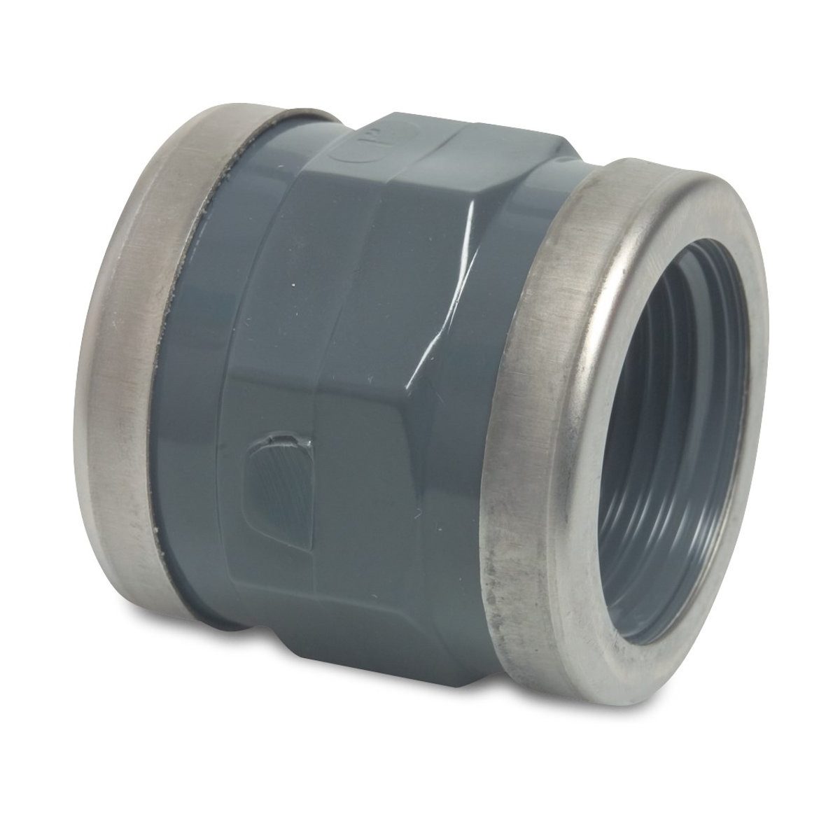 Profec Gewindefitting Gewindemuffe verstärkt, PVC-U, 10 bar, grau, 3/4 Zoll