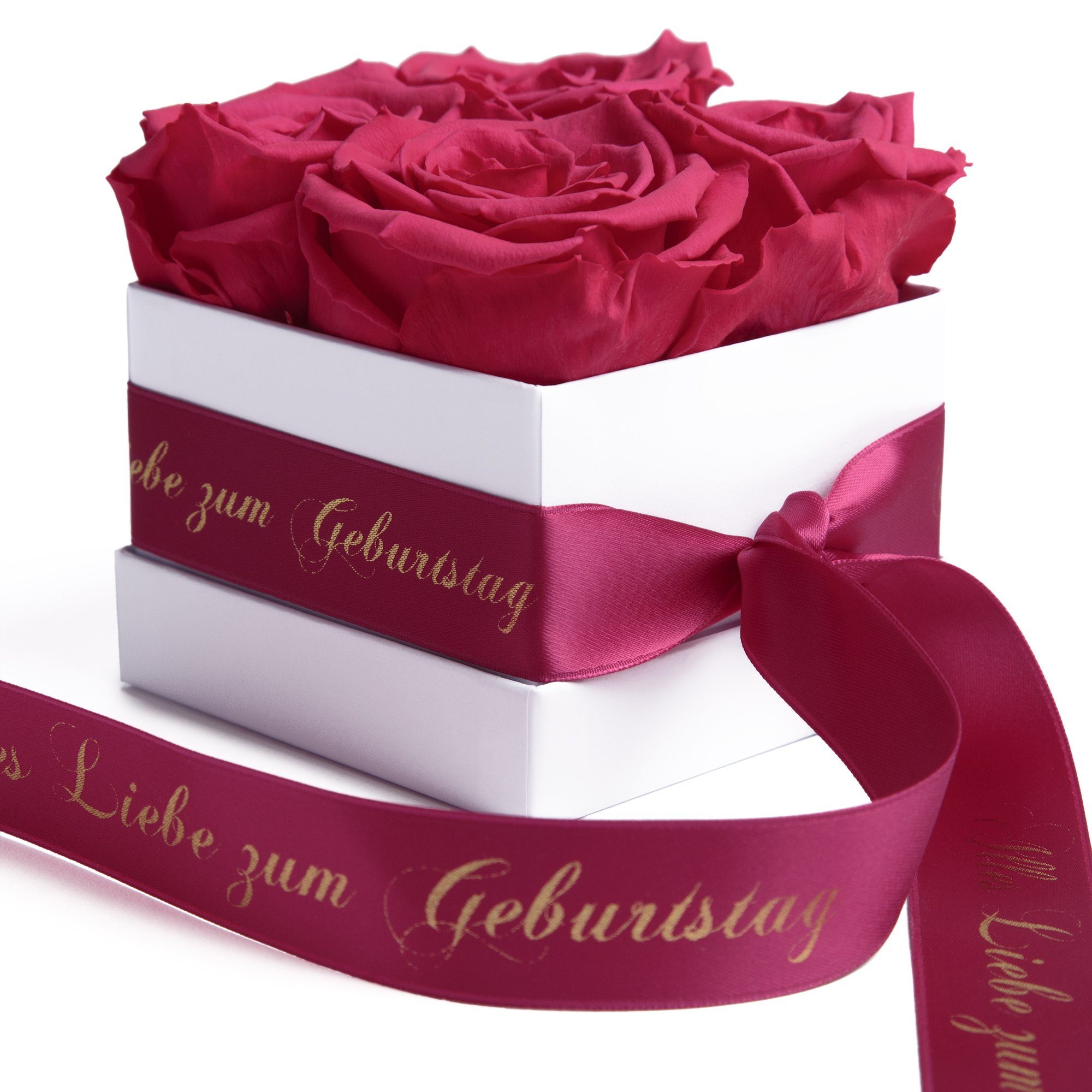 ROSEMARIE SCHULZ Heidelberg Dekoobjekt Infinity Rosenbox Alles Liebe zum Geburtstag Blumen Geschenk, Echte Rose haltbar bis zu 3 Jahre pink