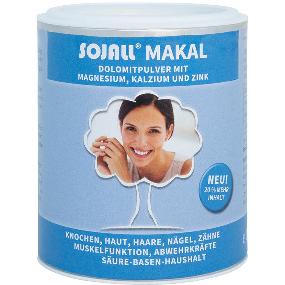 Sojall Pro Natura Makal Mineralstoffkomplex - Calcium Magnesium Zink - vegan - 150 g Pulver, 150 g, Calcium Magnesium Zink - für Knochen & Zähne - Dolomitpulver