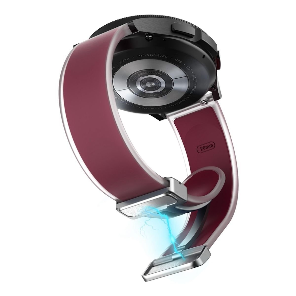 Wigento Smartwatch-Armband Für Samsung 6 5 Magnetisches Galaxy Watch 4 Silikon Armband Weinrot