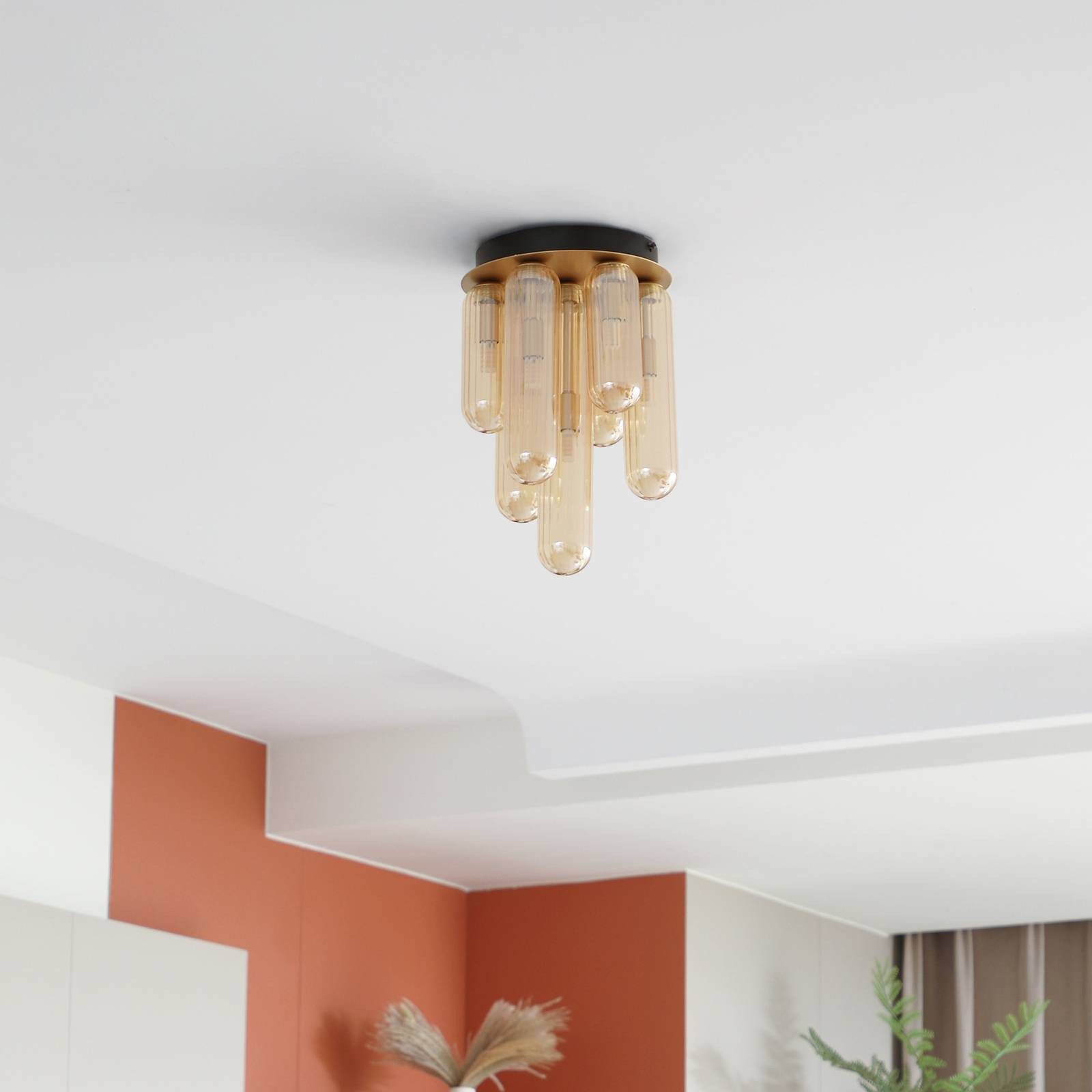 Lucande Deckenleuchten Freylin, Glas Creme IP20, 7 x 8 W LED