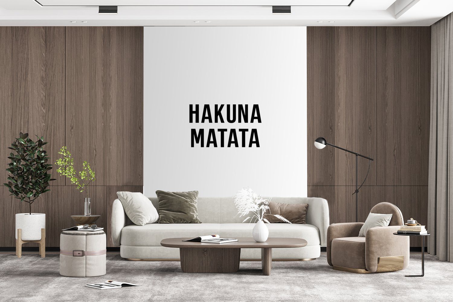 matata Vinyl Wohnzimmer, - Hakuna Baby Tapete für - Wandtapete bedruckt, Kinder Zitate - Matt, MuchoWow - (4 Text, St), Montagefertig Fototapete