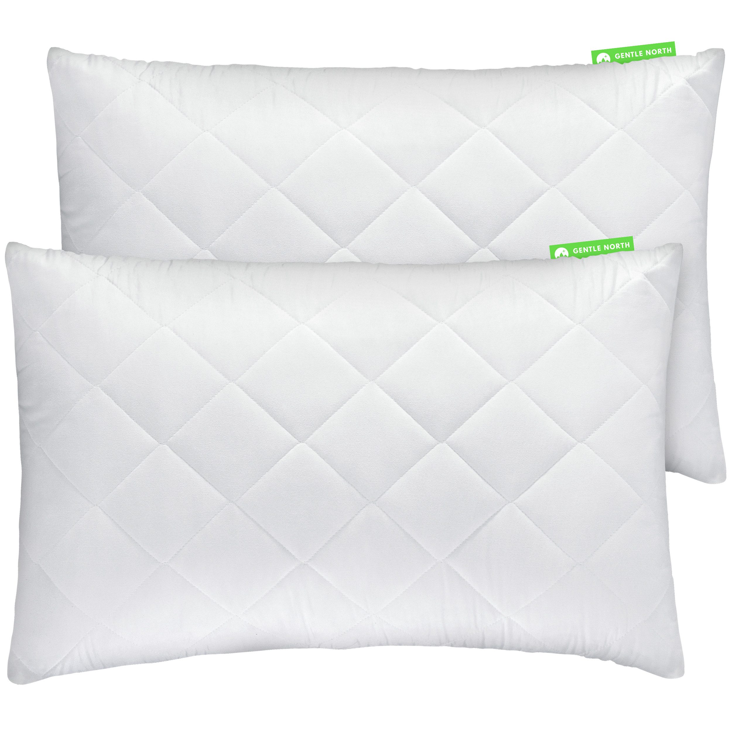 Gentle North Microfaserkissen 2er Set Подушки Komfort in vielen Größen, Füllung: 100% Polyester, Seitschläfer, Rückenschläfer, Seitenschläfer, Comfort, 2-tlg, Reißverschluss für Füllung-waschbar-Made in EU-allergikerfreundlich