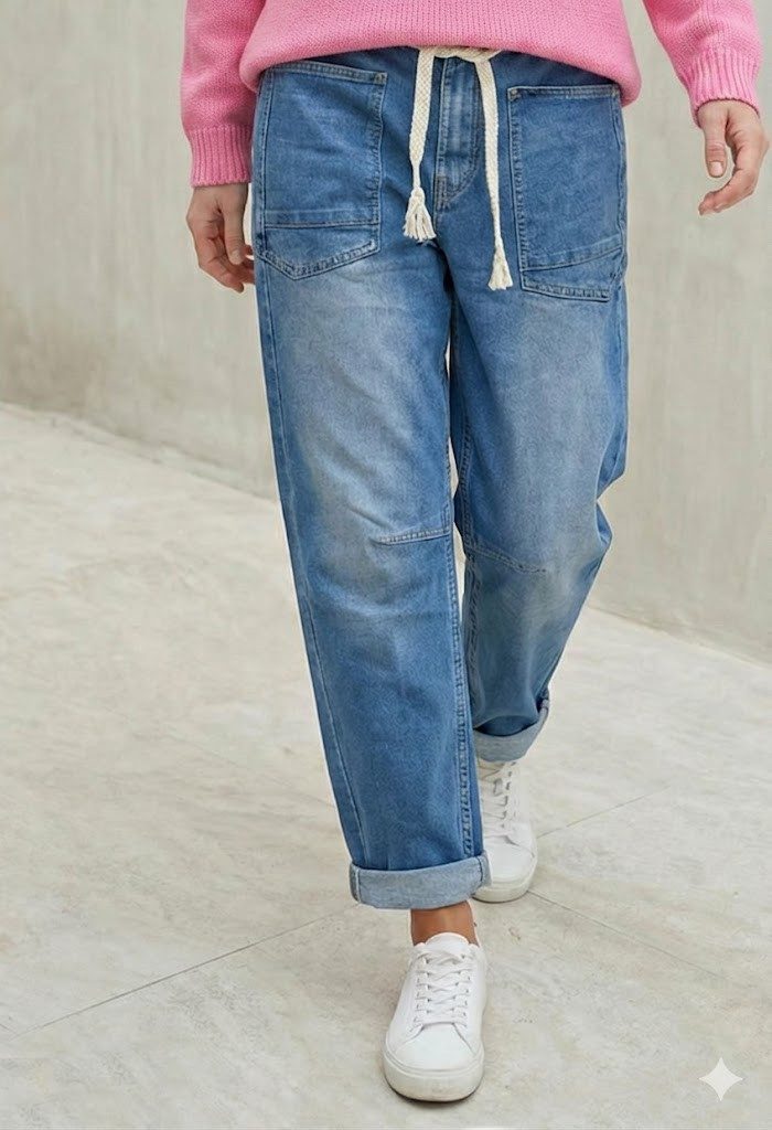 ESViViD Loose-fit-Jeans Loose-fit-Jeans weite Barrel Leg - Lässiger Workwear-Style 5-Pocket-Style