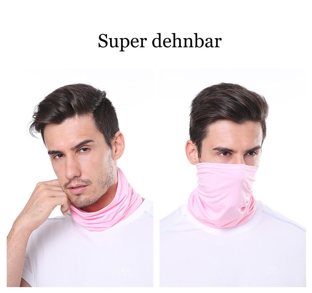 GelldG Sonnenschutz Stück Halstuch 5 Herren Damen, Schlauchschal, weiß Bandana