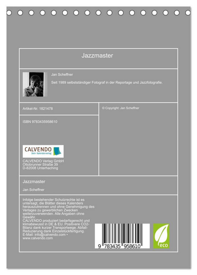 Thumbnail - CALVENDO Wandkalender Jazzmaster (Tischkalender 2025 DIN A5 hoch), CALVENDO Monatskalender