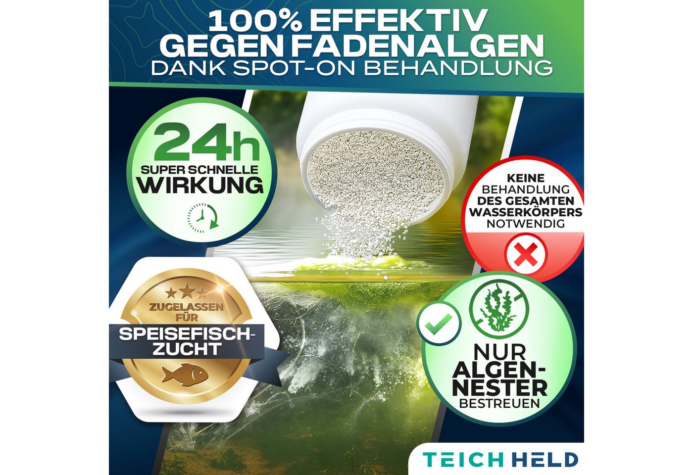 Thumbnail - Teichheld Poolpflege Faden-Algenvernichter Teich-klar für kristallklares Wasser Anti Algen, Mit Aktivsauerstoff 7x stärk...