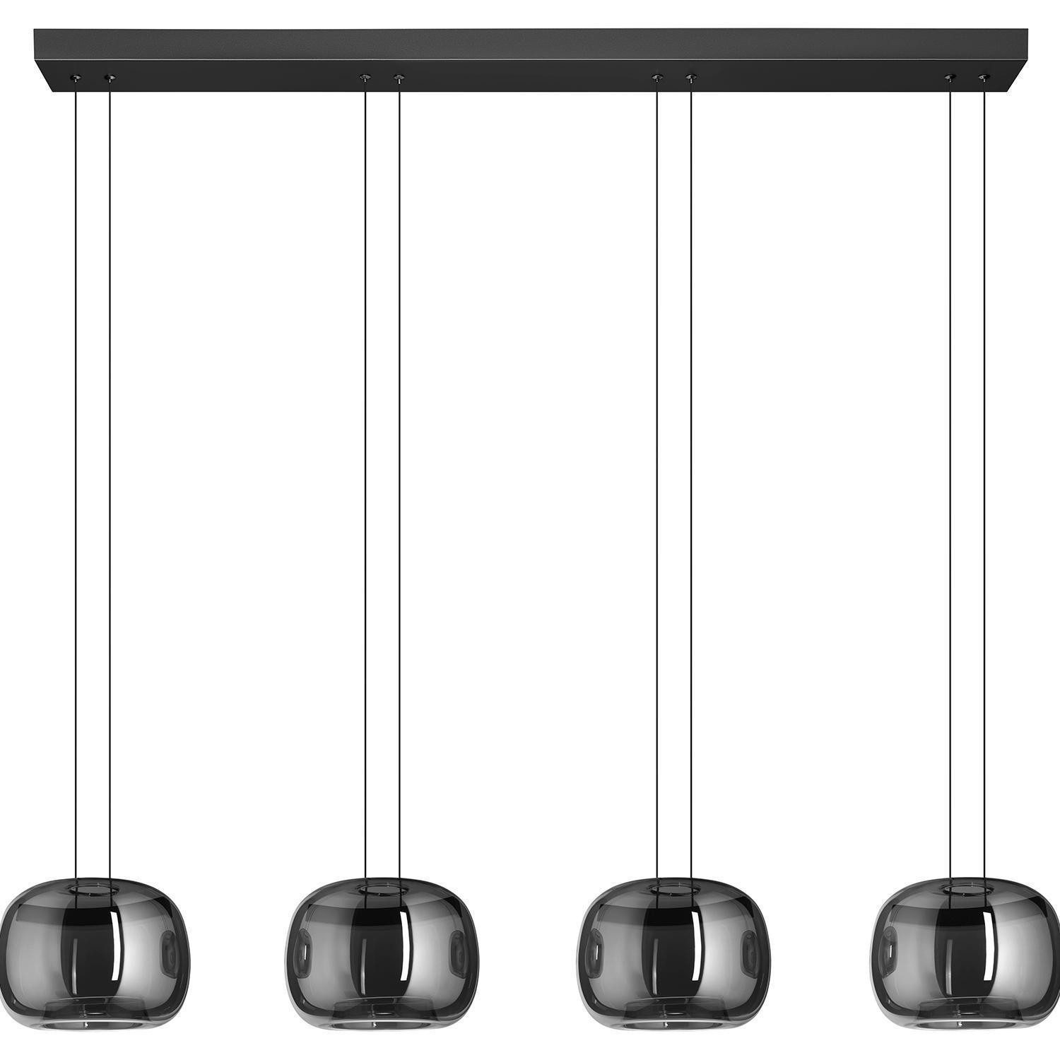 EGLO LED Pendelleuchte HORTUNAS, 4-flammig, Schwarz, Glasschirme, Stahl, Di günstig online kaufen