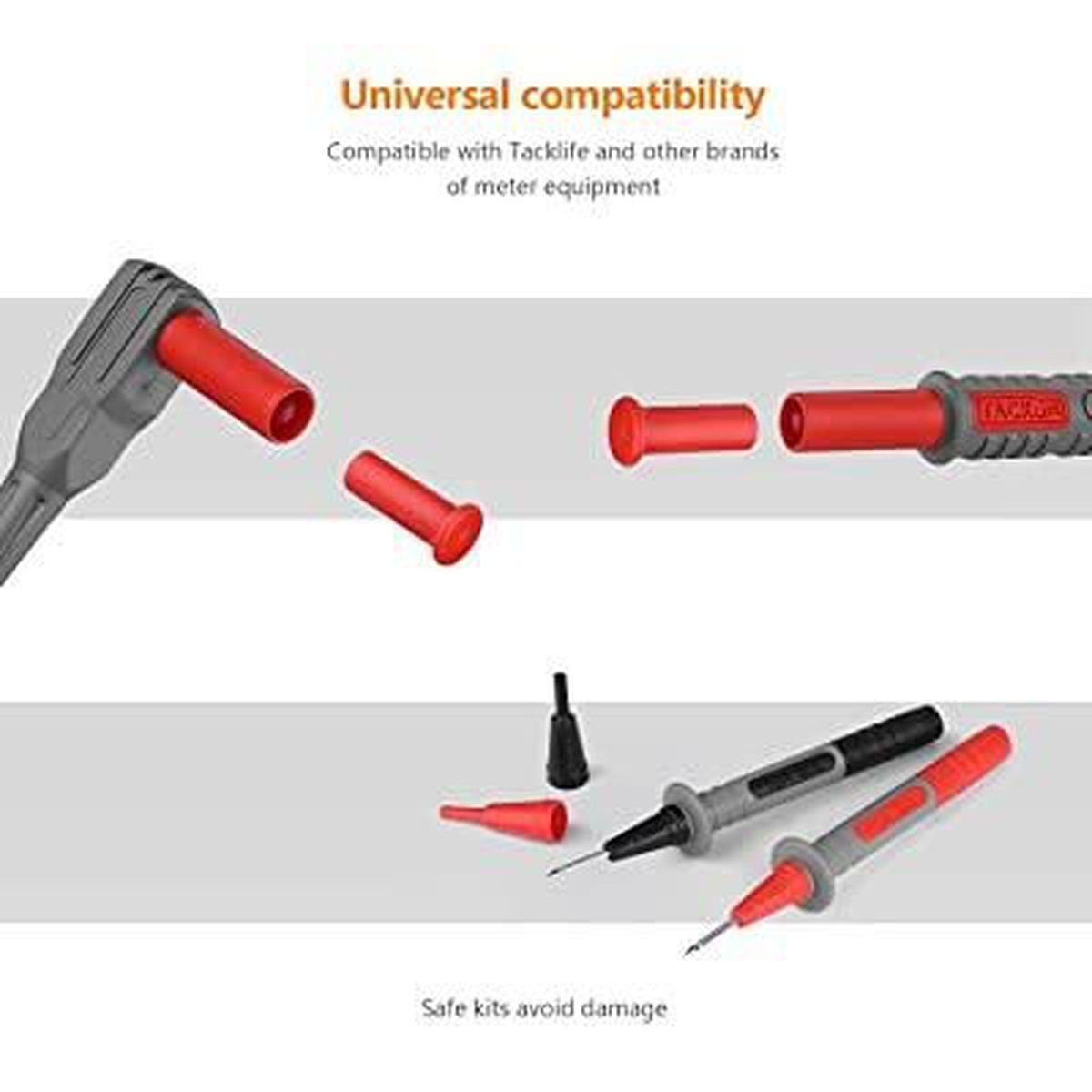 TACKLIFE Multimeter, 8tlg Messleitung Kit mit Verlängerung Messklemmen