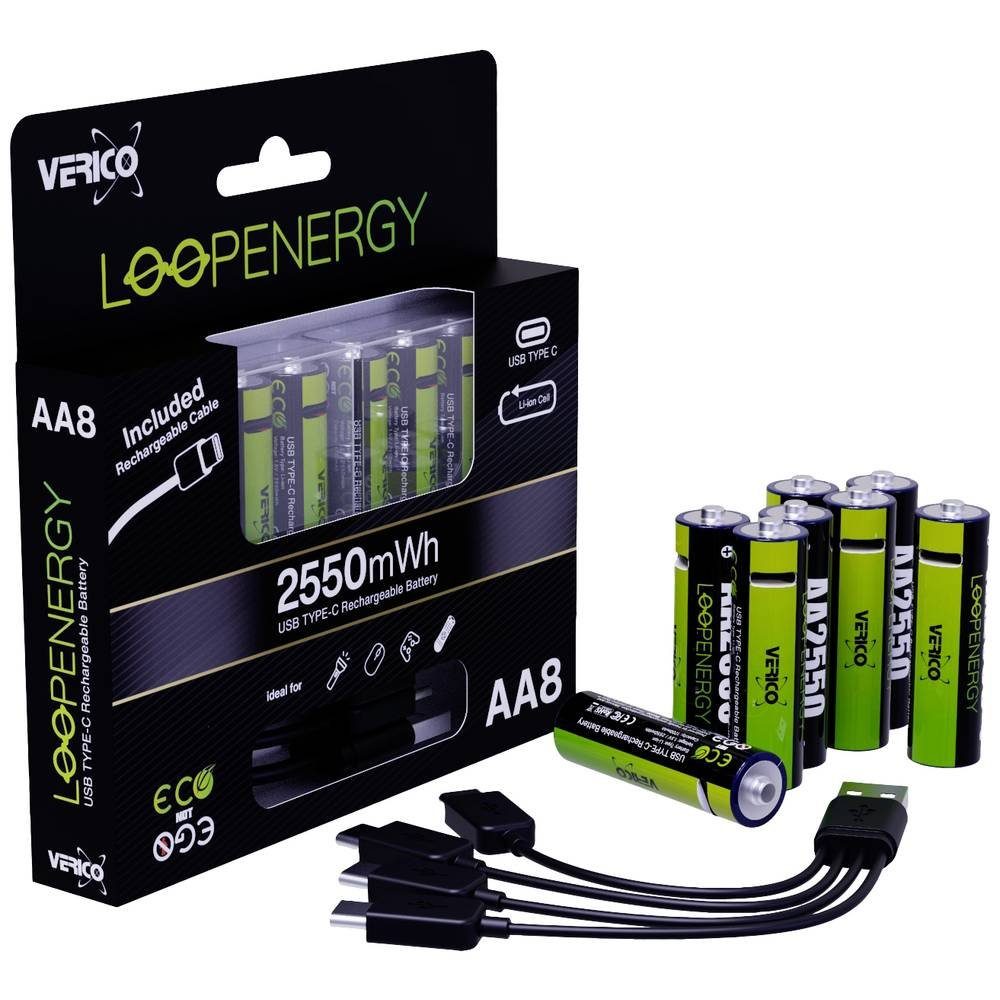 Verico Mignon (AA)-Akku Li-Ion 1700 mAh 1.5 V 8 St 1BTOV-A1WECD-NN Akku