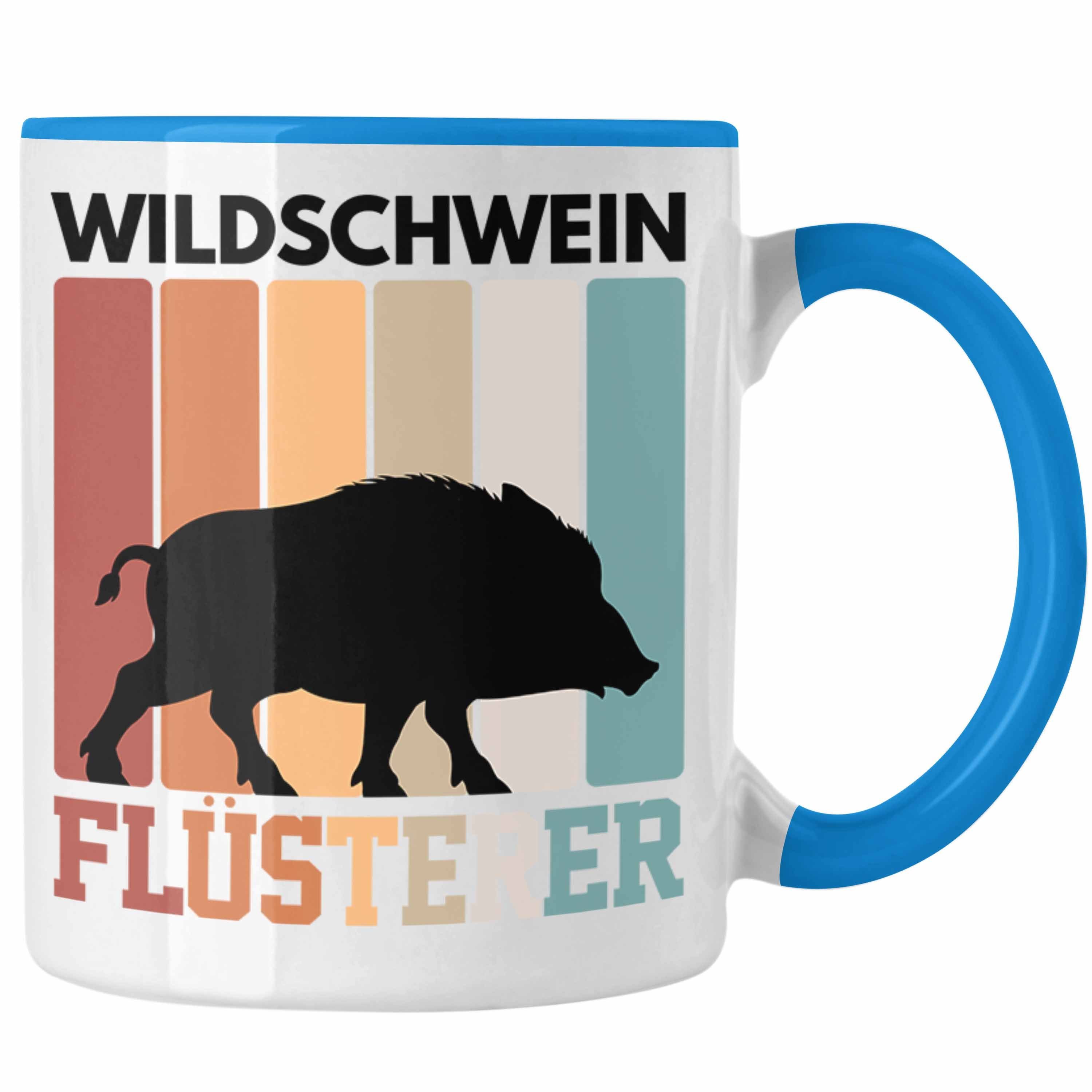 Trendation Tasse Trendation - Jäger Tasse Geschenk Wildschwein Flüsterer Lustige Gesche Blau | Teetassen