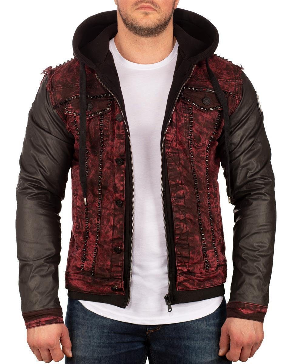 Herren Cipo (1-St) Jeansjacke Sweatjacke Nieten Baxx Kapuzen besetzt & BA-CJ259 mit