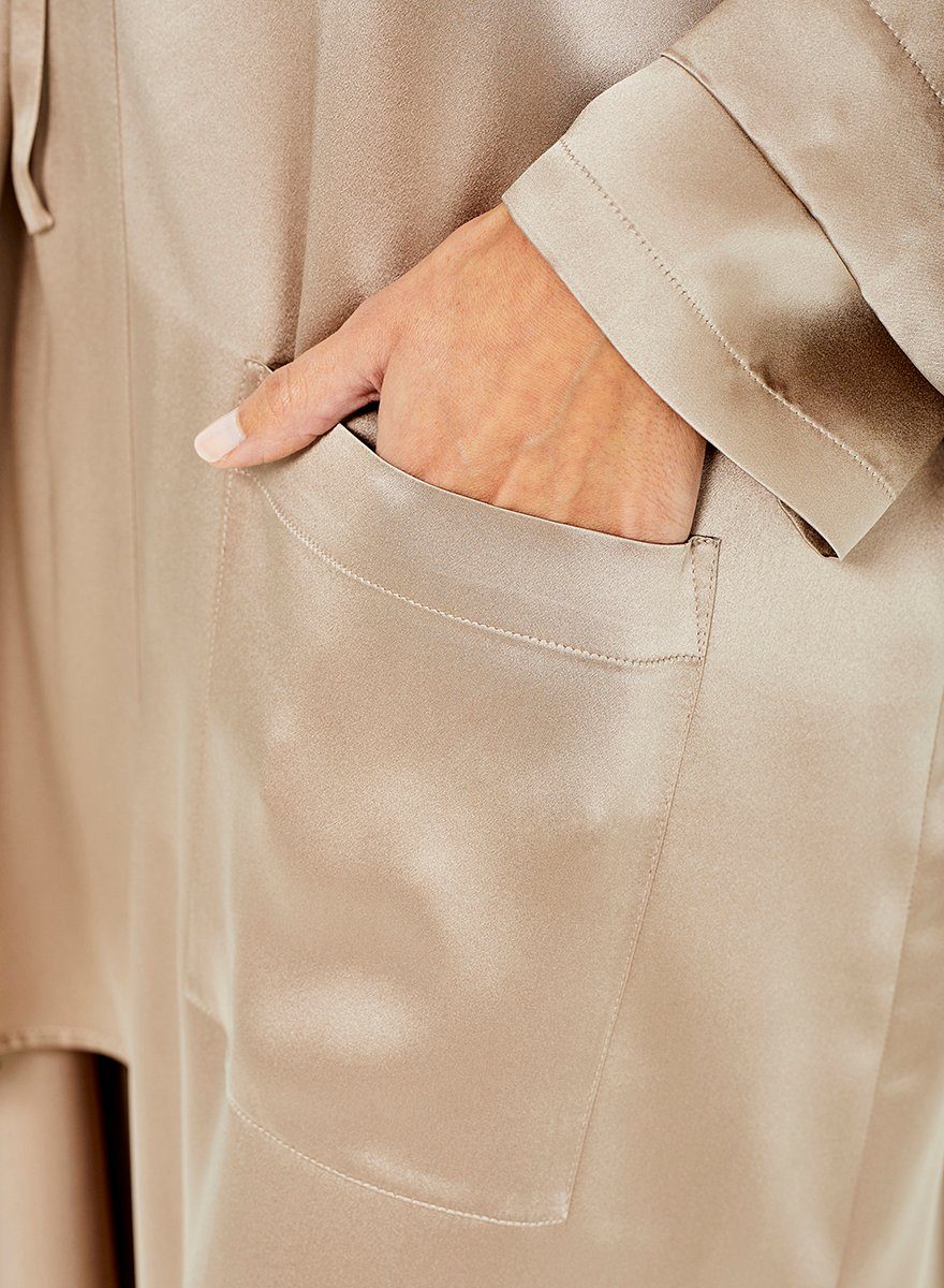 Jadee Kimono Night Glow aus reiner Seide, Seide, Kimono-Kragen, Bindegürtel