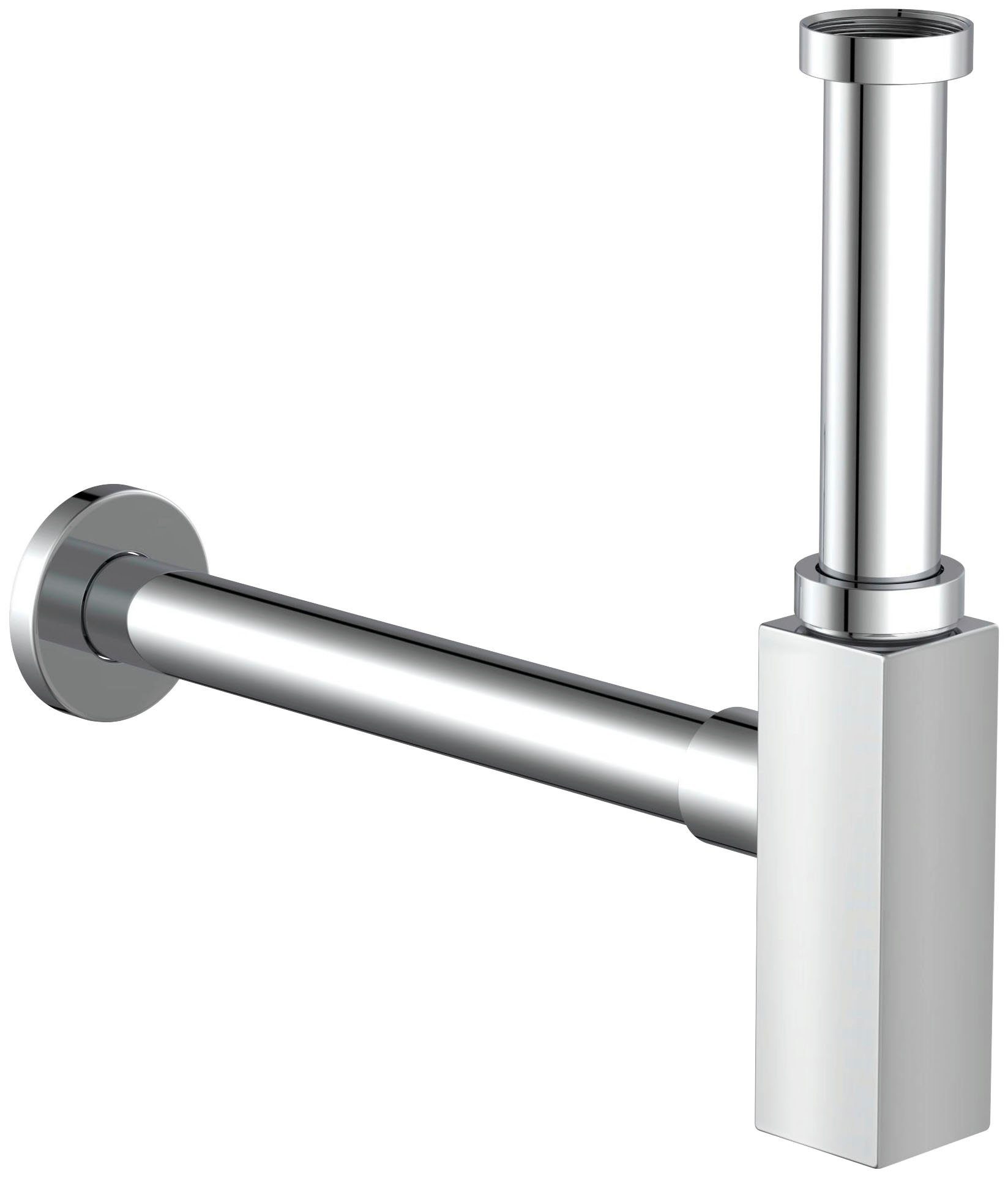 Kirchhoff Siphon Design-Siphon, Flaschensiphon, Wandrohr 30cm, Chrom, 1 1/4" x 32 mm