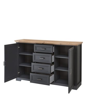 möbelando Sideboard JASMIN (BxHxT: 165x102x41 cm), in Artisan/graphit mit 4 Schubladen und 2 Türen