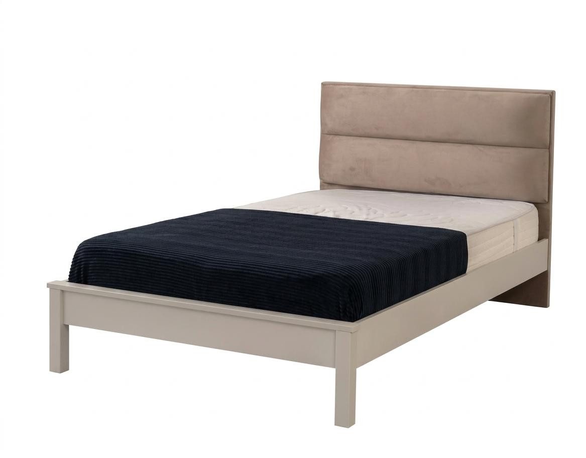 JVmoebel Einzelbett Graues Jugendbett mit gepolstertem Kopfteil für modernes Schlafzimmer (1-tlg., 1-tlg)