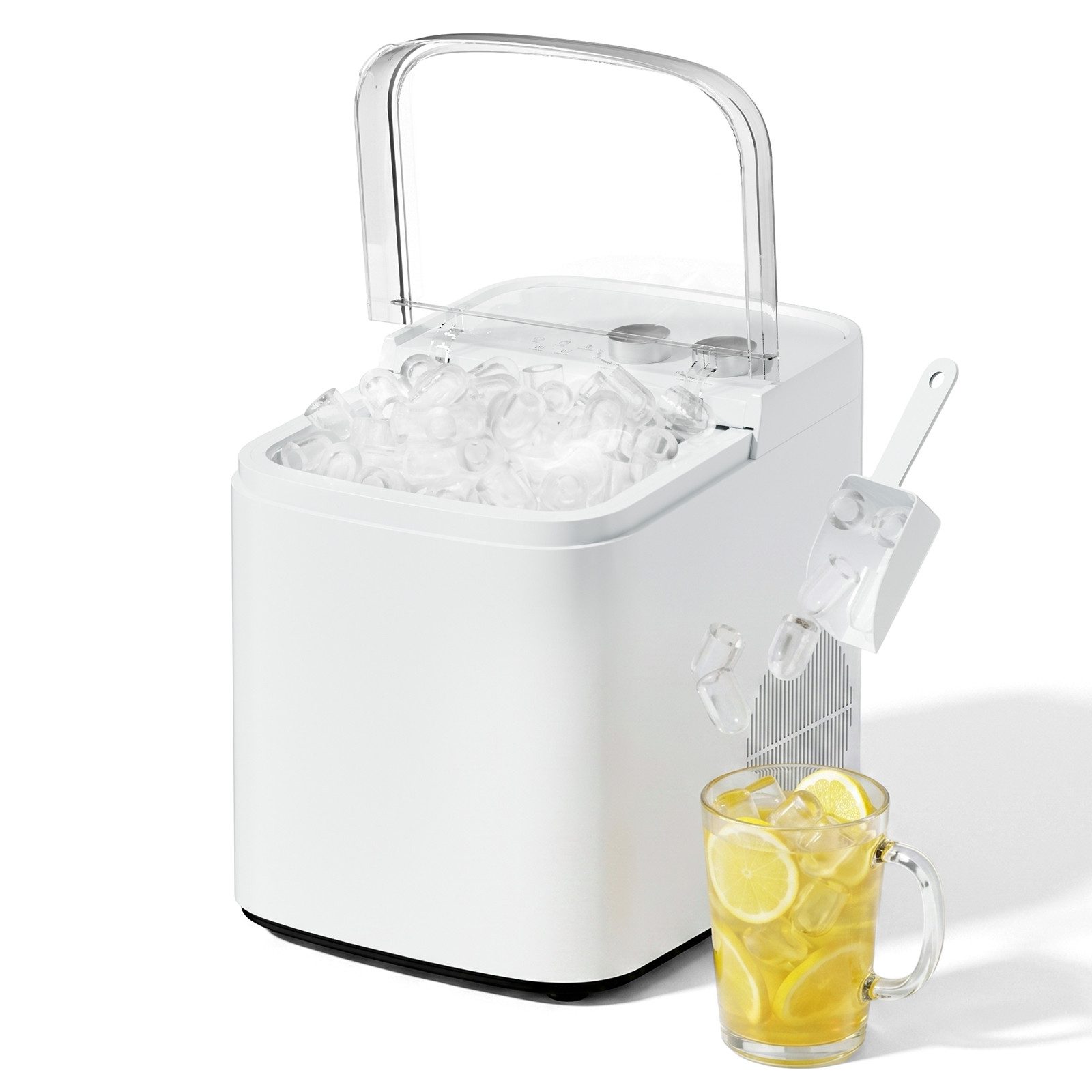 VINGLI Eiswürfelmaschine Eiswürfelmaschine Selbstreinigend 14 kg/24 h, Eiswürfelbereiter, 9 Kegeleis in 6-10 Min, 1,2 LWassertank 0,5 kg Eiskorb