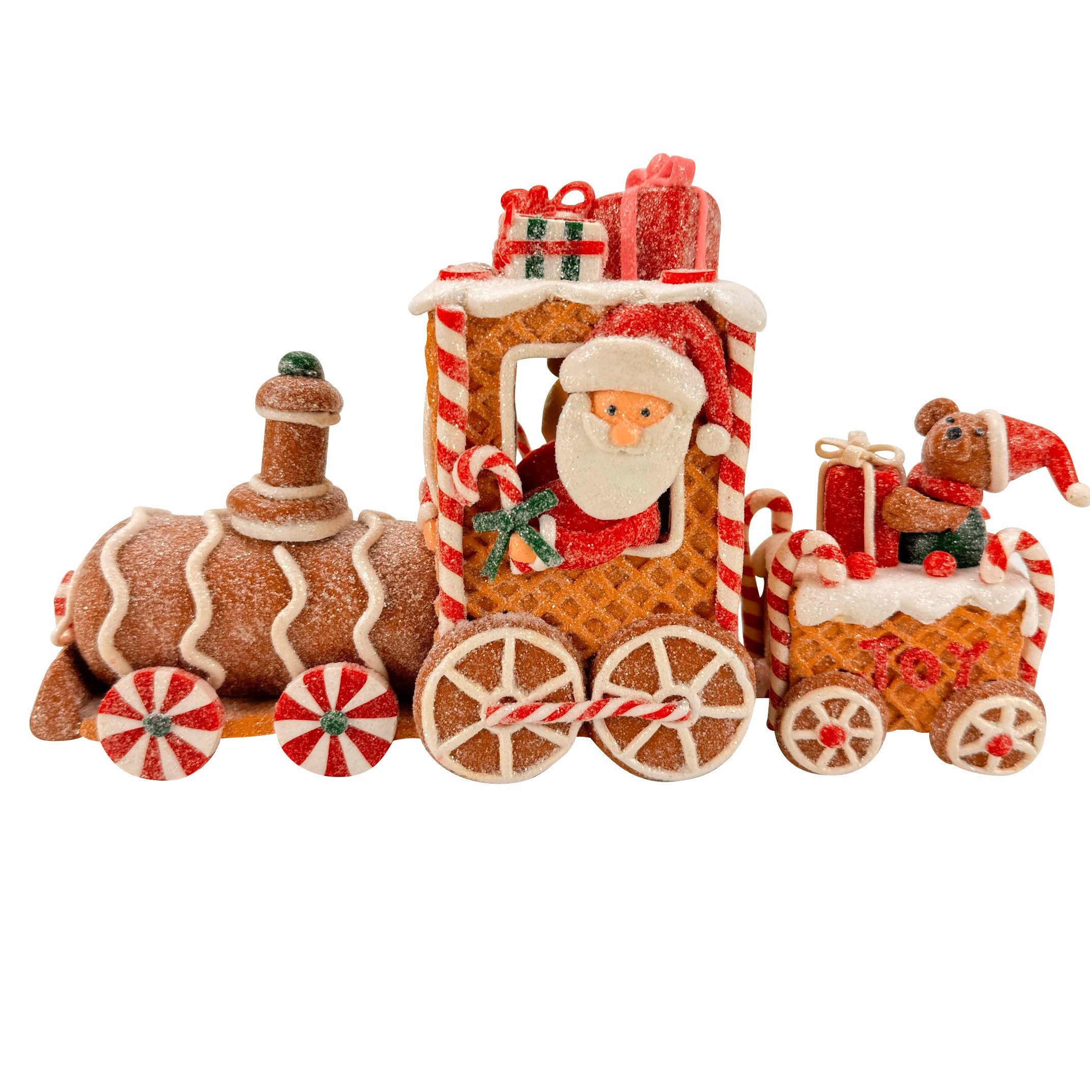 Online-Fuchs Dekofigur Lebkuchenzug mit Weihnachtsmann & Glitzer - Lebkuche günstig online kaufen