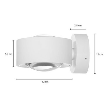 Arcchio LED Wandleuchte Rotari, dimmbar, LED-Leuchtmittel fest verbaut, warmweiß, Modern, Aluminiumdruckguss, weiß (RAL 9003), 2 flammig, inkl.