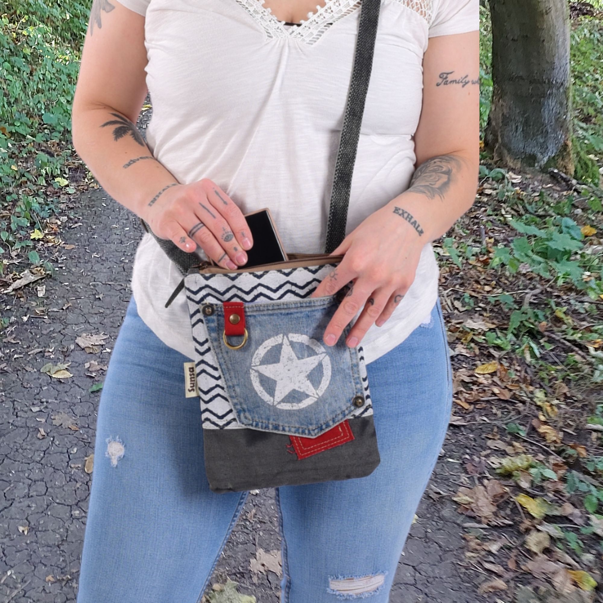 Sunsa Umhängetasche Nachhaltige Canvas Umhängetasche. Recycelte günstig online kaufen