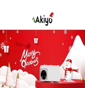 AKIYO Mini Portabler Projektor (120 lm, 5000:1, 1280 x 720P px, mit Stativ, tragbarer Heimkino-Beamer, unterstützt)