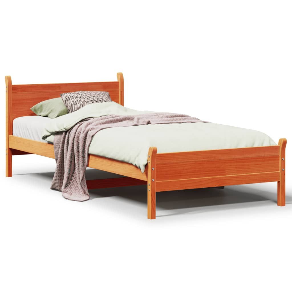 vidaXL Bett Massivholzbett ohne Matratze Wachsbraun günstig online kaufen