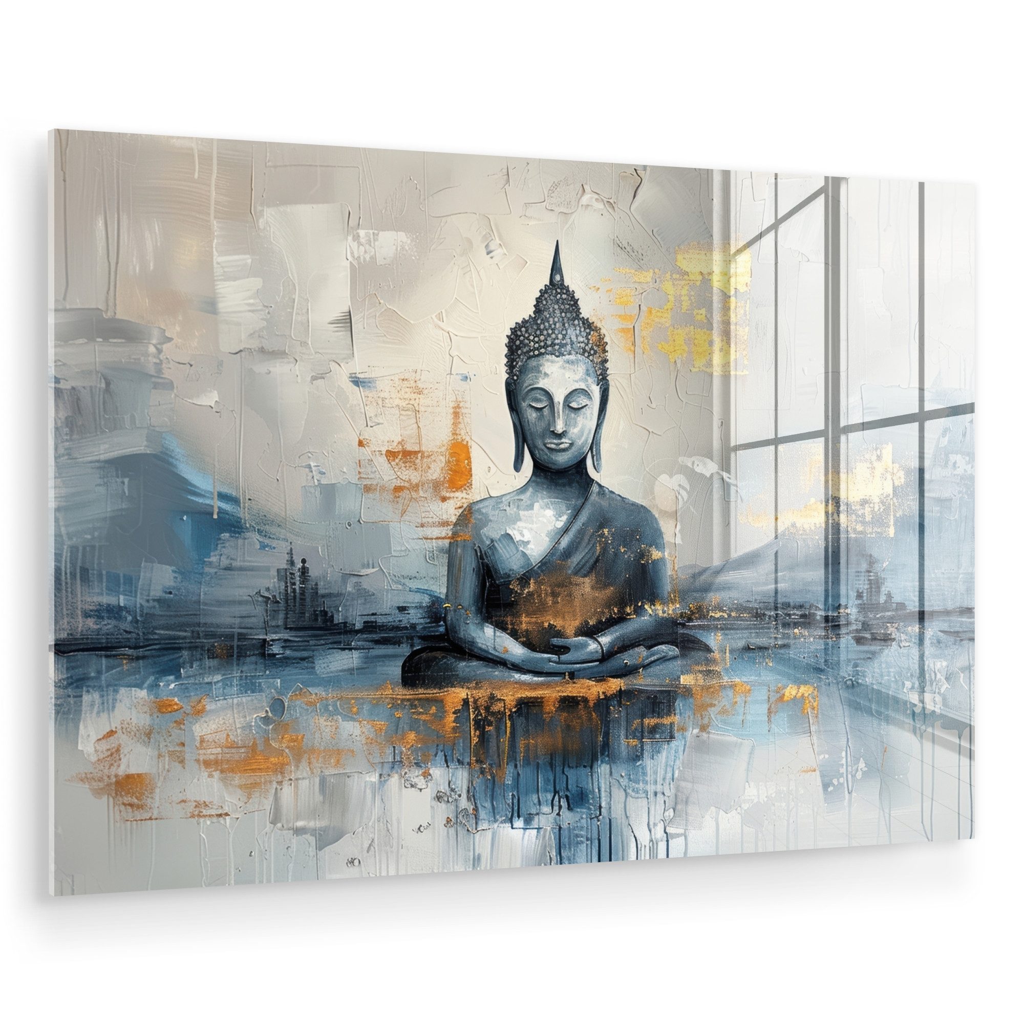 MuchoWow Acrylglasbild Buddha - Gold - Abstrakt - Modern, Inkl. Aufhängung, günstig online kaufen