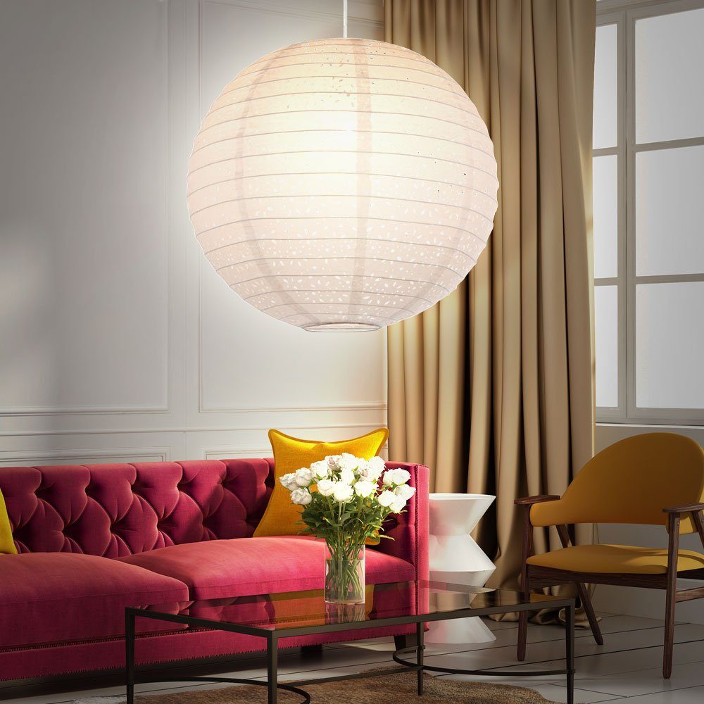 Globo Kugelleuchte, Leuchtmittel nicht inklusive, Lampenschirm weiß rund Papierschirm pendelnd D40 cm Wohnzimmer | Alle Lampen