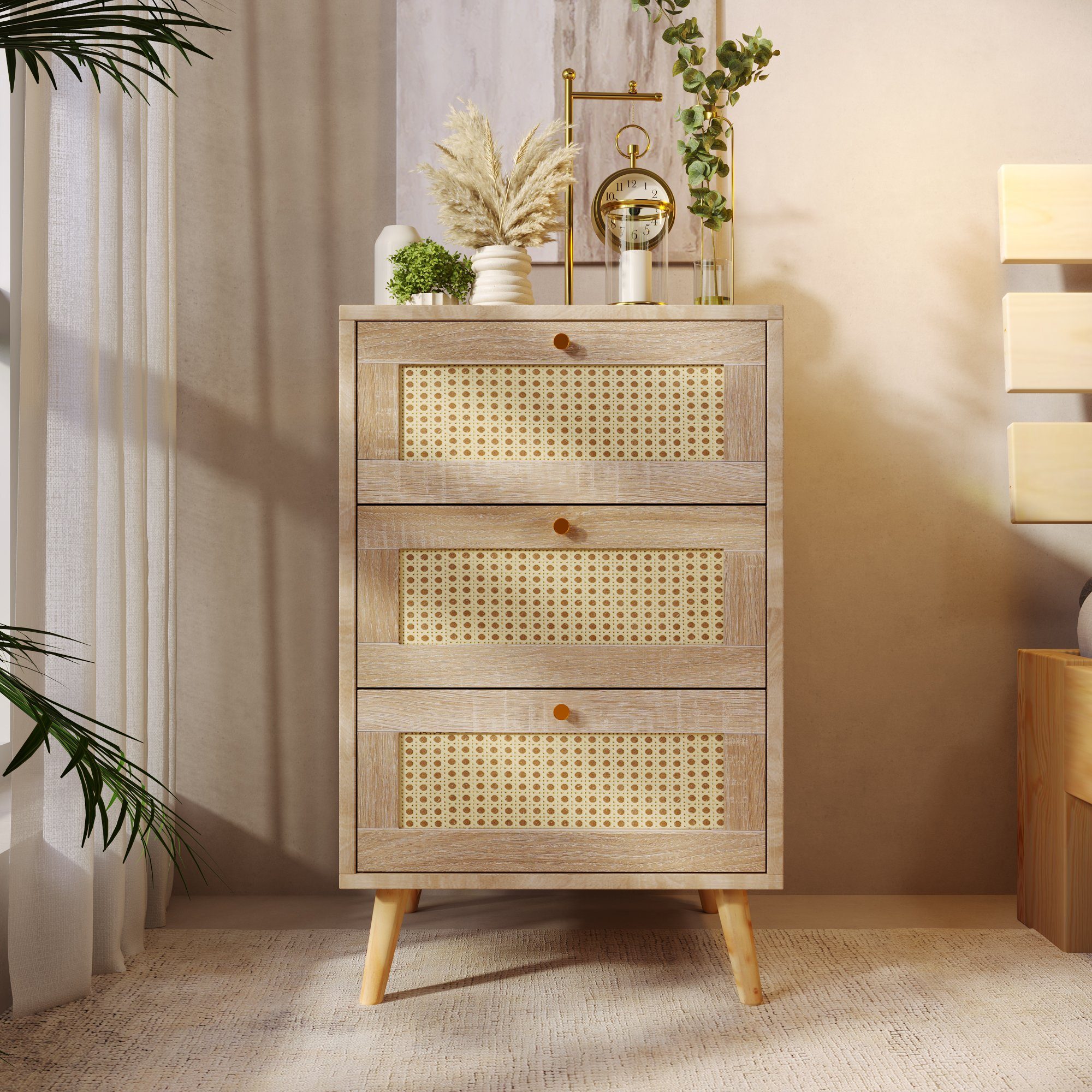 Kommode (Sideboard, 1 St), Schubladenschrank mit 3 Schubladen, 48.5 x 48.6 x 79.5 cm
