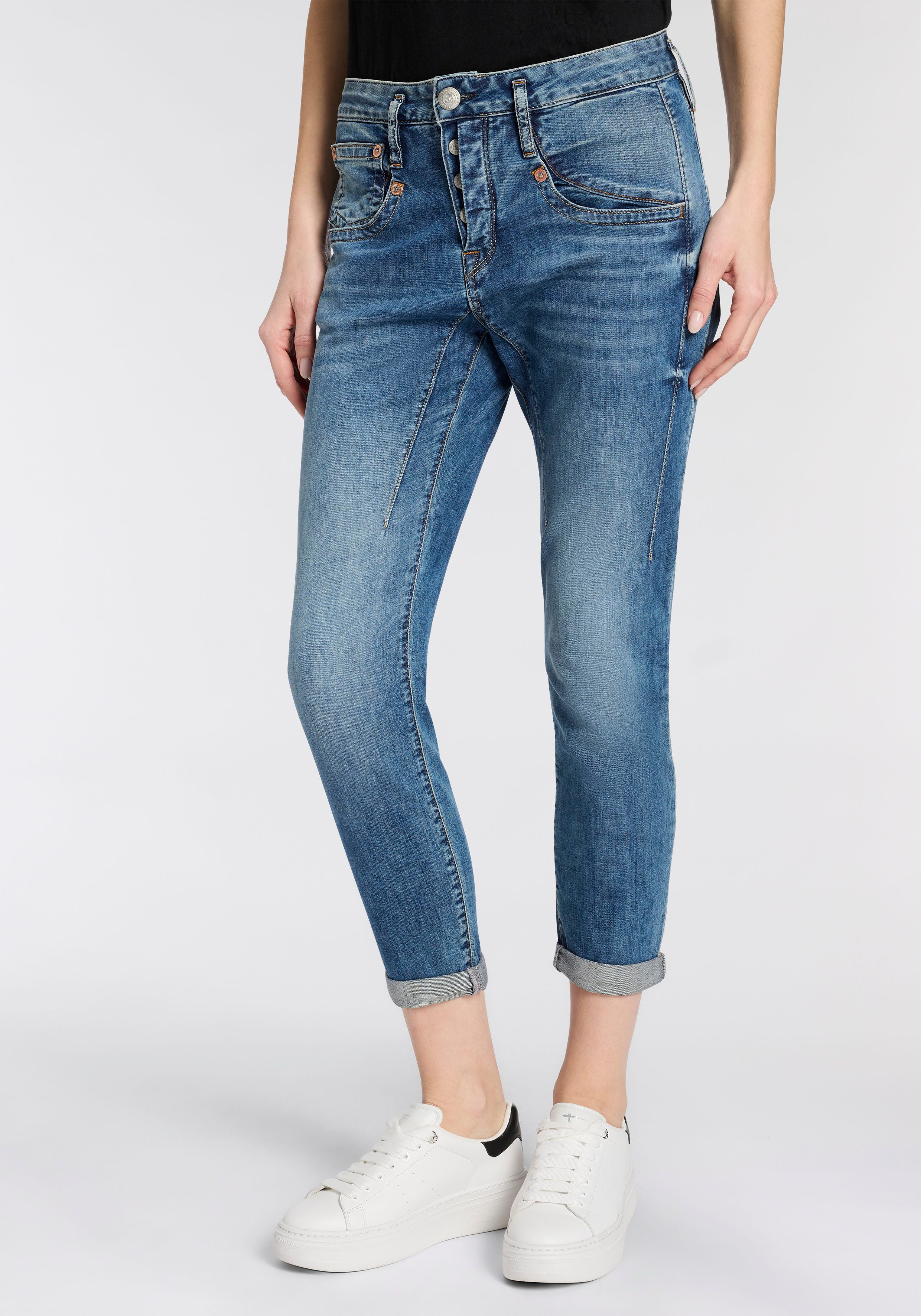Herrlicher Boyfriend-Jeans Shyra Cropped Denim Light 7/8-Länge mit hohem Bund