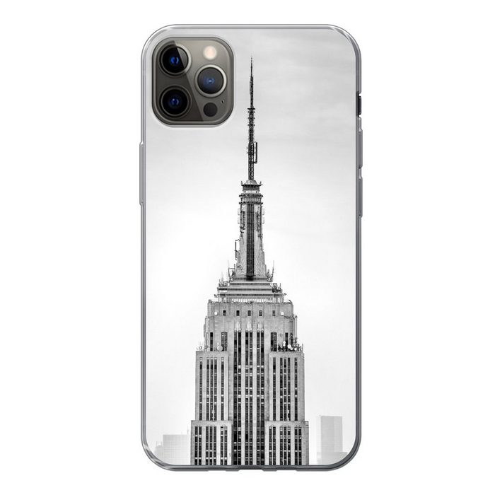 MuchoWow Handyhülle Graues und weißes Bild des Empire State Building in New York Handyhülle Apple iPhone 13 Pro Max Smartphone-Bumper Print Handy
