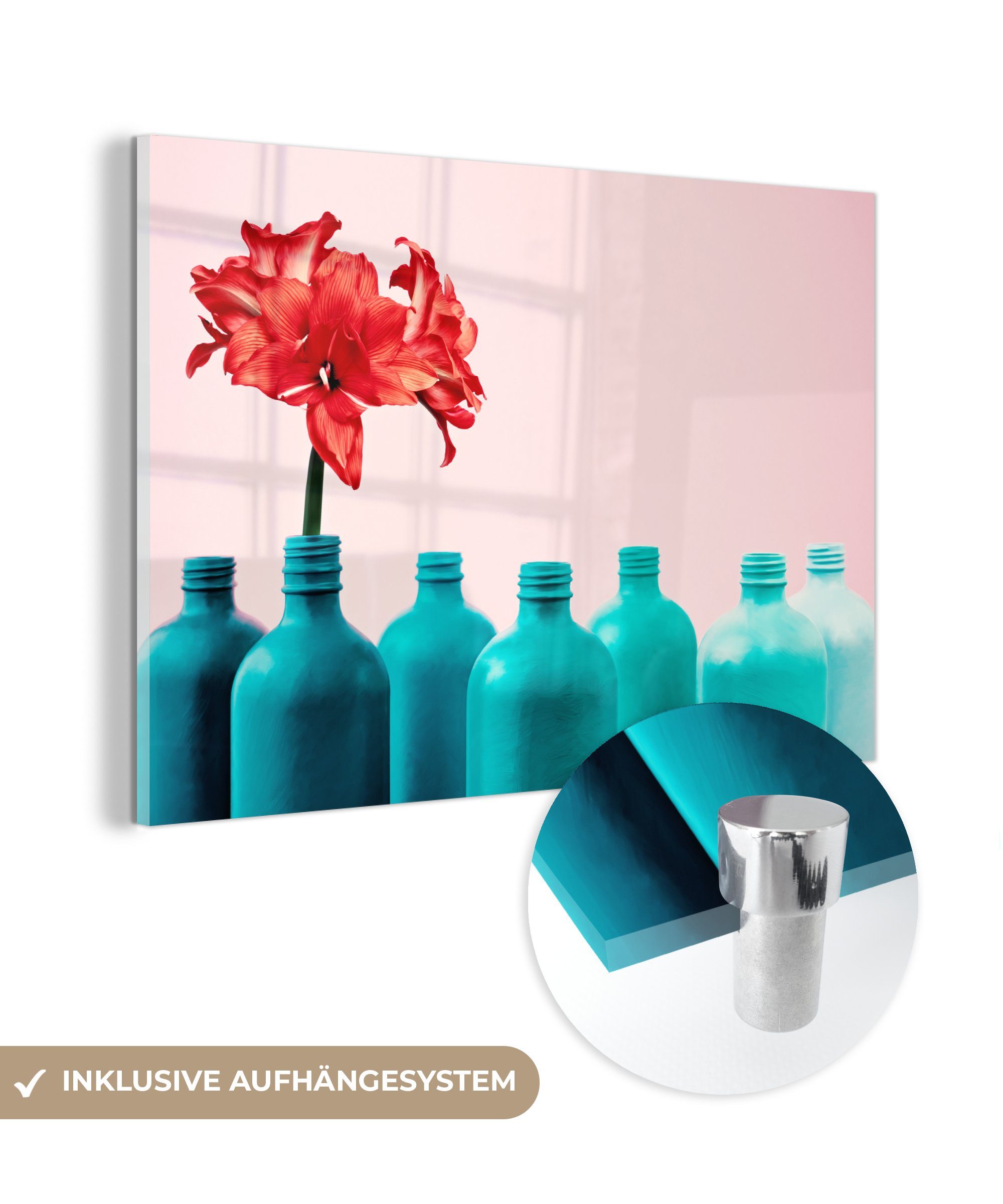 MuchoWow Acrylglasbild Wiederverwendung der blauen Flasche, (1 St), Acrylglasbilder Wohnzimmer & Schlafzimmer
