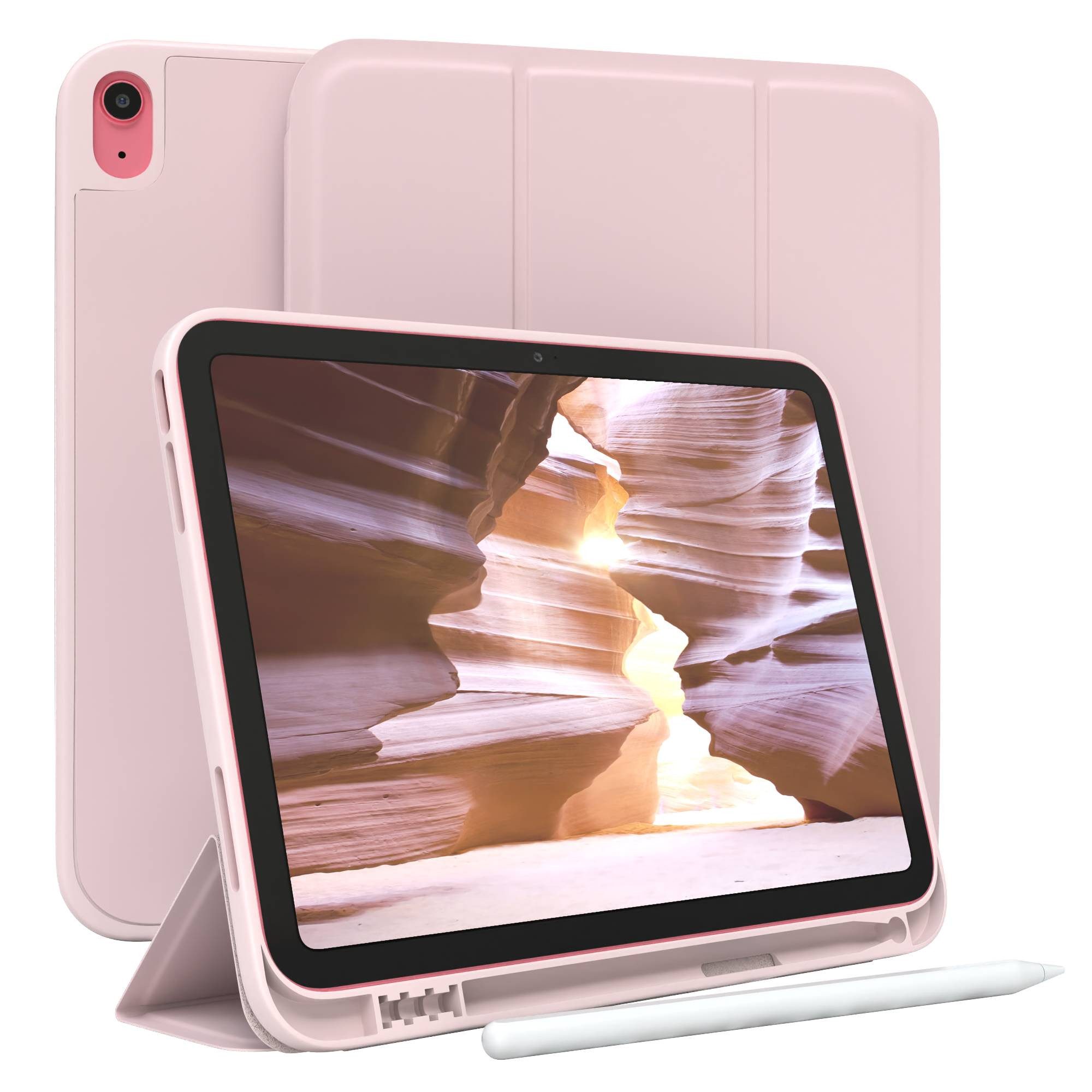 EAZY CASE Tablet-Hülle Penholder Smartcase für Apple iPad 10. Gen. (2022) 10,9 Zoll, Hülle mit Stifthalter magnetisch kratzfeste Tasche zum Aufkappen Rosa