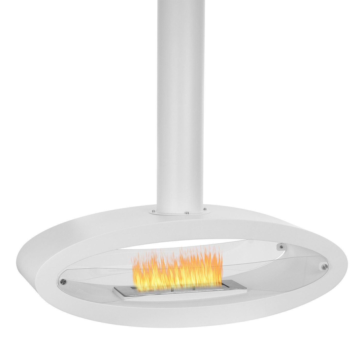 Moritz Dekokamin Deckenkamin hängend mit 2,5 Liter Brenner weiß, Ethanol Kamin Echtfeuer Dekokamin Deckenmontage