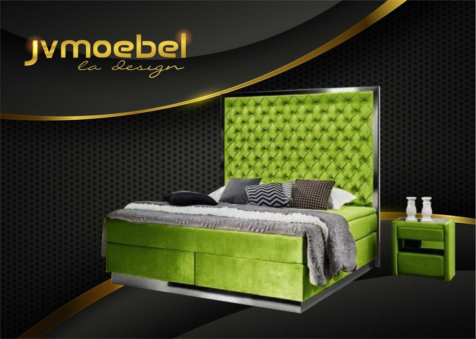 Möbel JVmoebel Betten Komplettes Bett, Schlafzimmer Boxspring Luxus Grün Bett Design