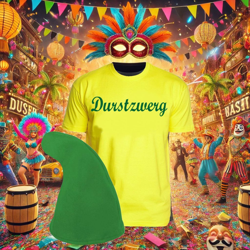 coole-fun-t-shirts Kostüm Durstzwerg Kostüm T-Shirt + Zwergenmütze S - 5XL
