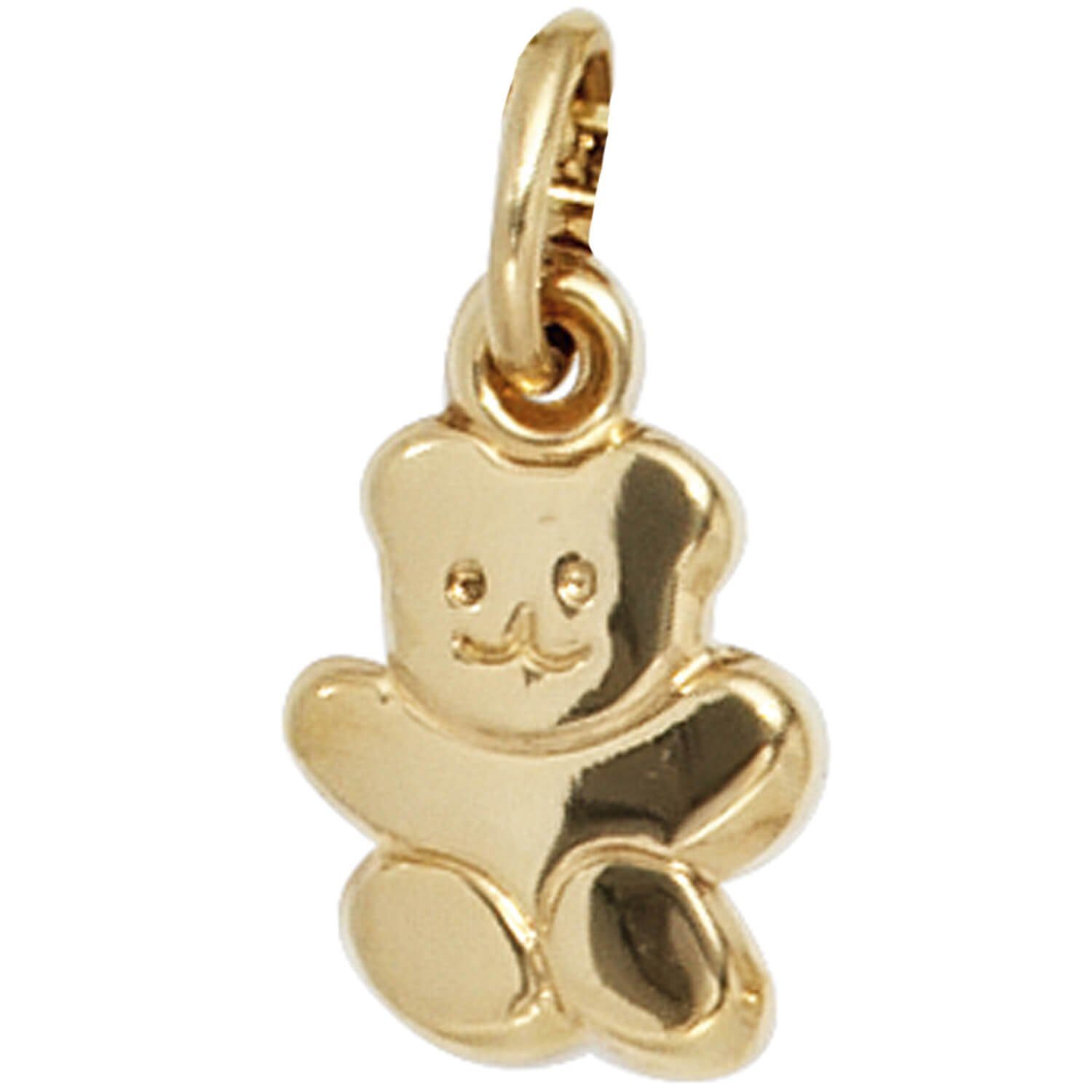 Schmuck Krone Kettenanhänger Anhänger Teddy Bär aus 333 Gelbgold, Gold 333