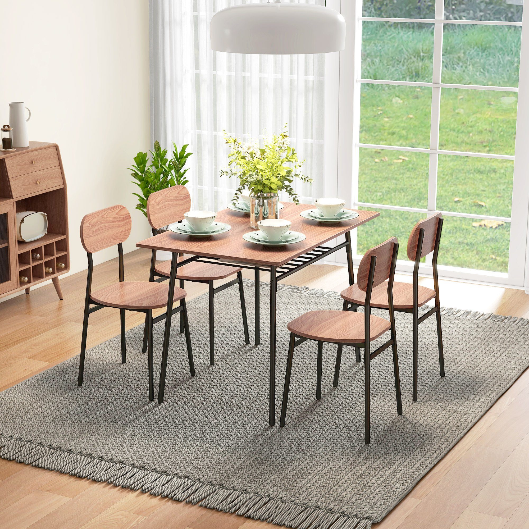 HOMCOM Essgruppe Esstisch mit 4 Stühlen, günstig online kaufen