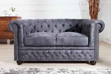 riess-ambiente 2-Sitzer CHESTERFIELD 150cm antik grau, Einzelartikel 1 Teile, Wohnzimmer · Microfaser · mit Armlehne · Federkern · Design