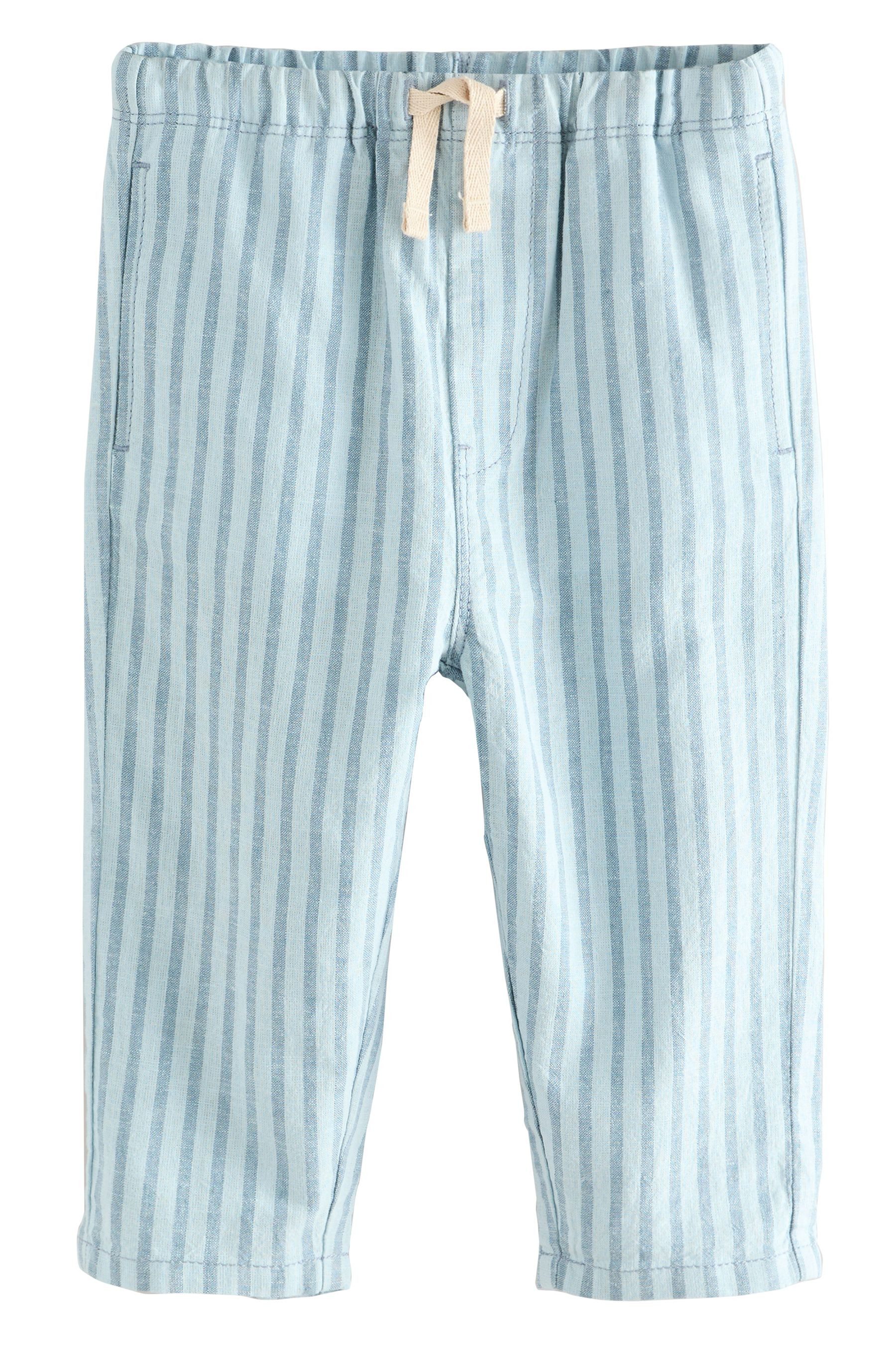 Palazzohose Hose Leinengemisch mit weitem Bein und Gummibund