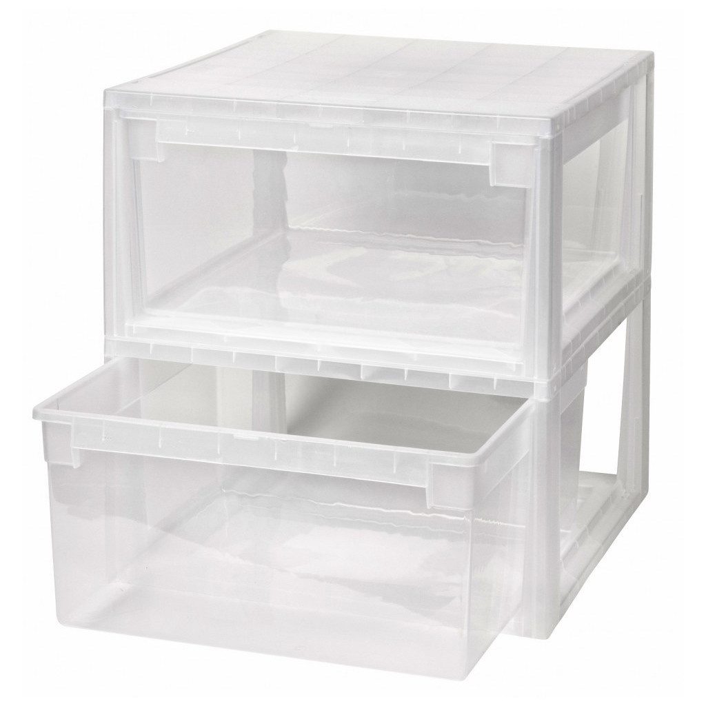 Kreher Schubladenbox Set: 2 x Schubladenbox Größe L, Volumen 23 Liter