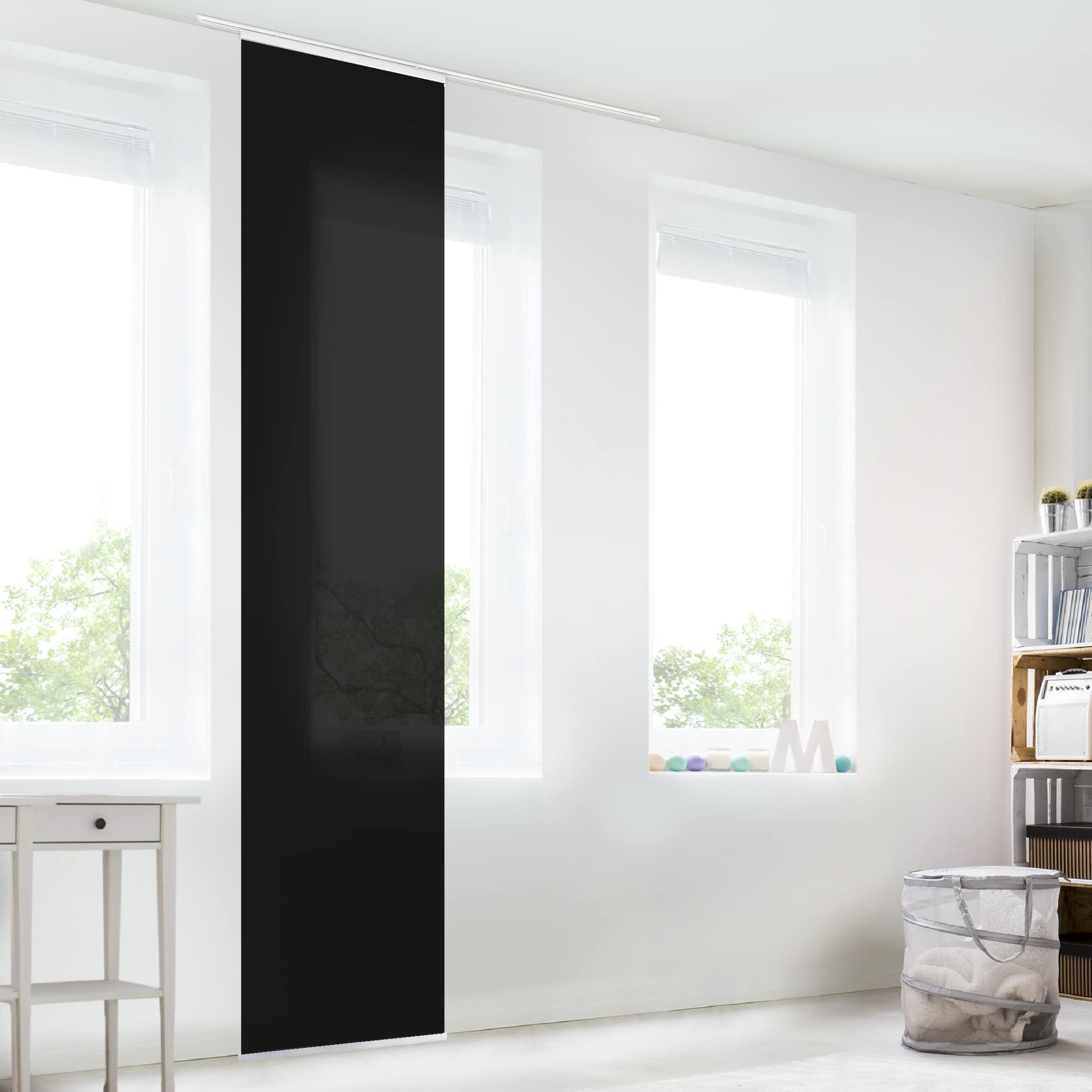 Bilderdepot24 Schiebegardine modern Flächenvorhang blickdicht Tiefschwarz, günstig online kaufen