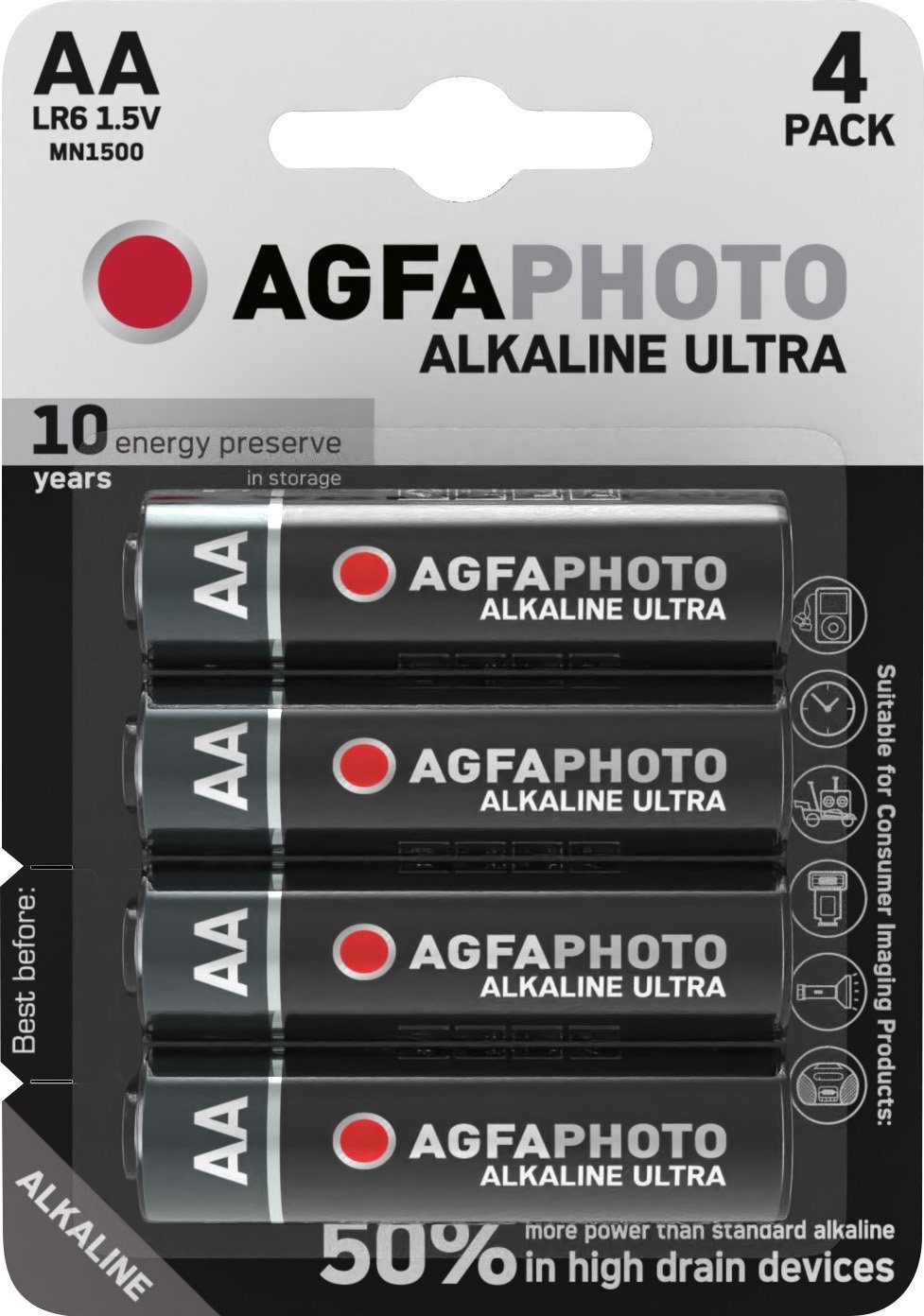 AgfaPhoto Agfaphoto Batterie Alkaline, Mignon, AA, LR06, 1.5V Ultra, Retail Bli Batterie