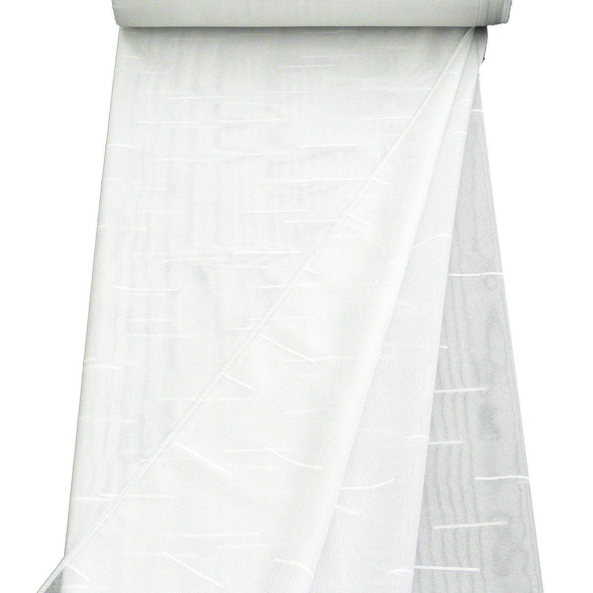 Meterware Stores grobe Drehergardine mit weiß hoch, 260cm Sable überbreit halbtransparent