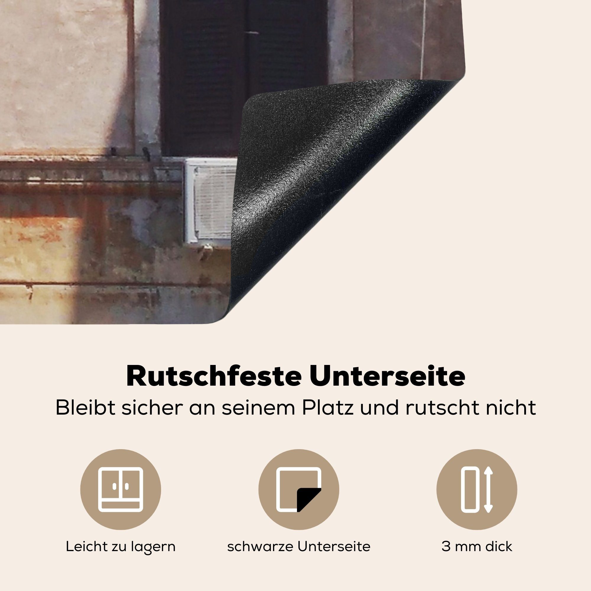 Rom, Arbeitsplatte mit tlg), cm, MuchoWow Vinyl, Kleidung Ceranfeldabdeckung, Italien, küche für (1 Wäscheleine in 78x78 Herdblende-/Abdeckplatte