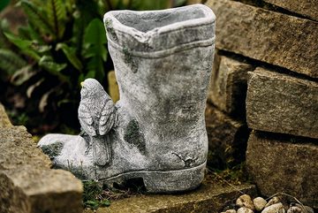 Stone and Style Gartenfigur Steinfigur Pflanzschale Stiefel mit Vogel