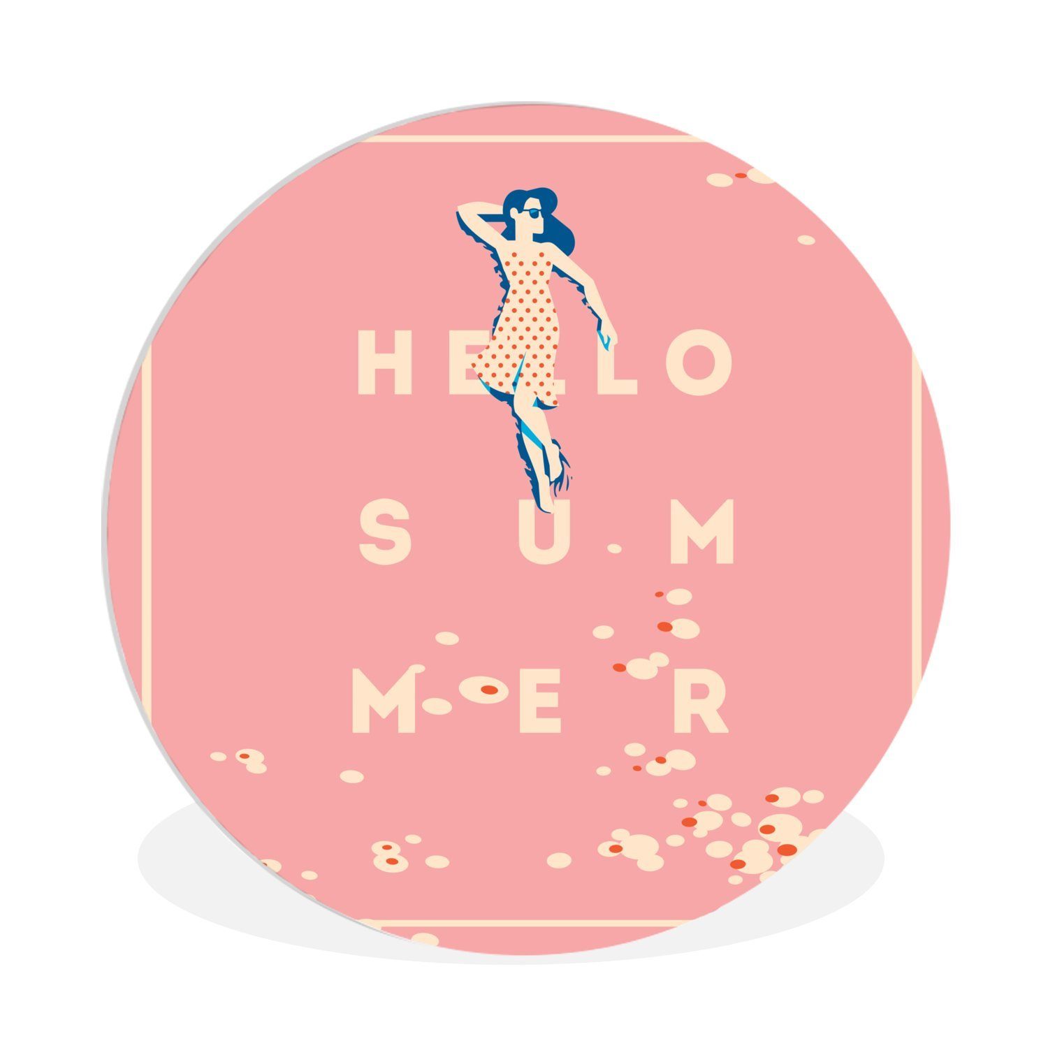MuchoWow Gemälde Zitate 'Hallo Sommer' Rosa Sprüche, (1 St