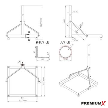 PremiumX Balkonständer 50x50cm Aluminium 1m Mast 42mm SAT Flachdachständer SAT-Halterung